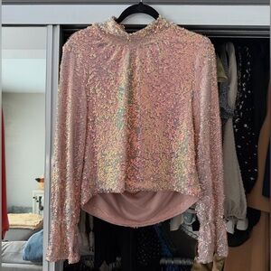 NWT Free People pink sequin top